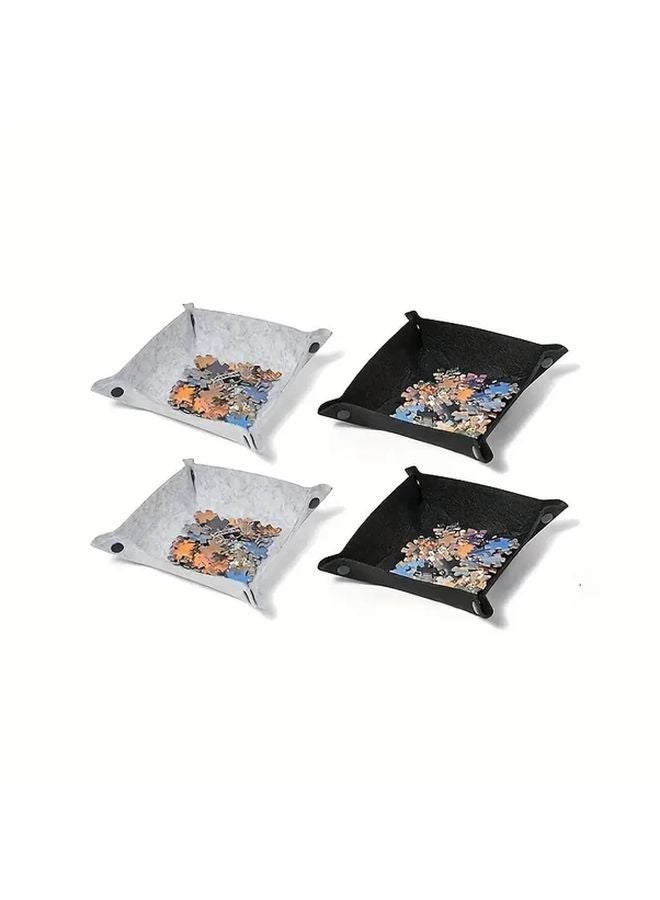 Foldable Puzzle Mat Board With Storage Trays Dark Gray Portable For Adults 1500 Pcs - Image 2